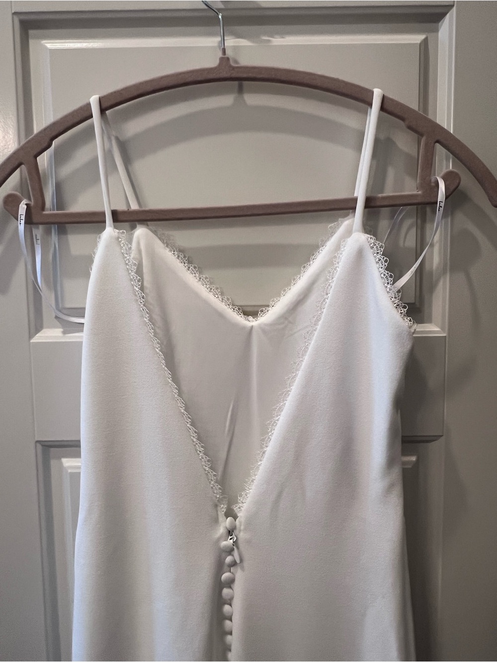 Lulus XXS P Delicate White Lace-Trim Slip Dress